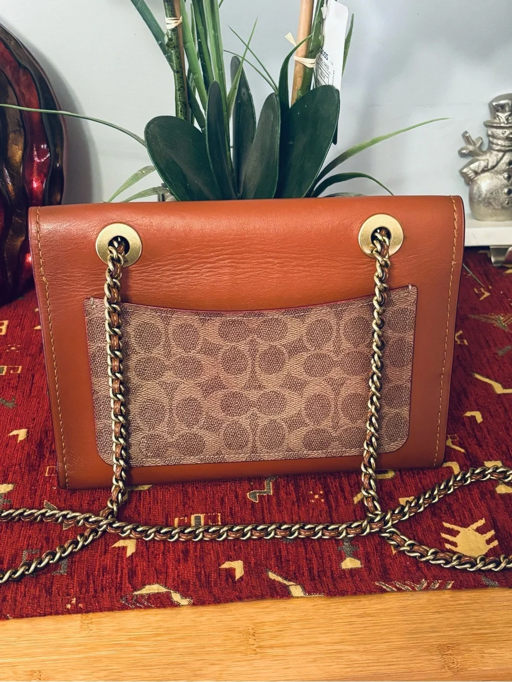 Coach Signature Canvas and Leather Crossbody in Cognac/Tan